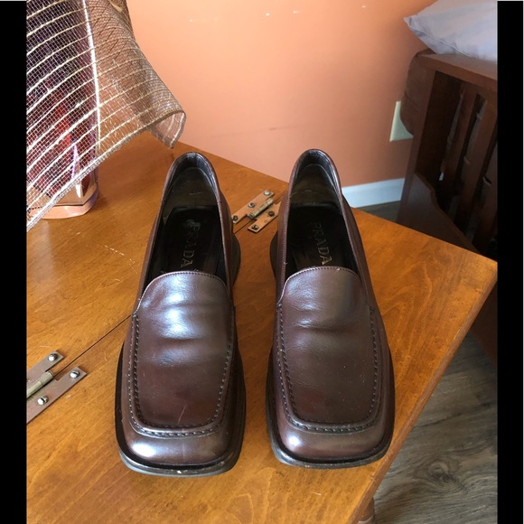 PRADA chocolate brown slip-on leather loafers - Picture 2 of 10
